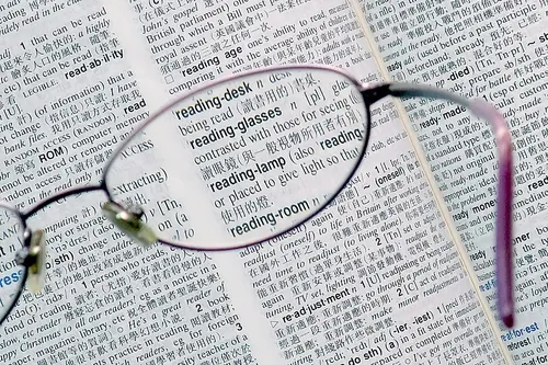 辞書の上に置いた老眼鏡